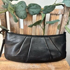 EXPRESS GENUINE LEATHER MINIMALIST CONVERTIBLE SHOULDER TO WRISTLET BAG